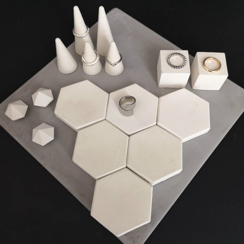 Atelier Ideco Ensemble de 3 Cubes en B/éton Pr/ésentoir /à Bijoux Cadeau pour Architecte