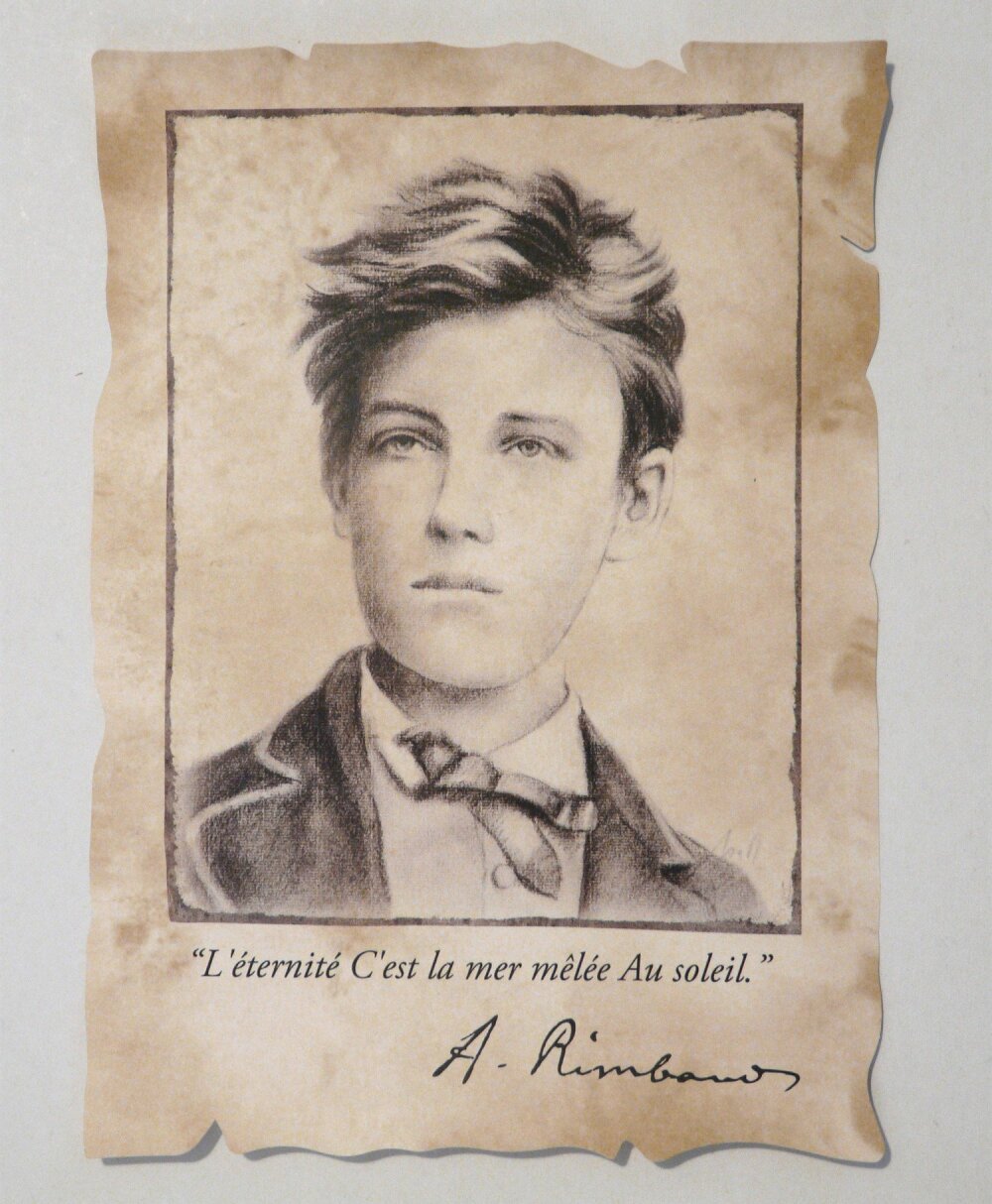 Arthur Rimbaud Portrait Repro Sur Parchemin Citation Un Grand Marche