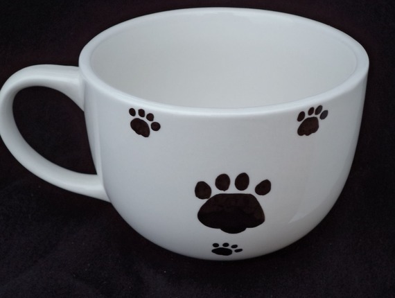 Déjeuner porcelaine, bol avec une anse, motif chat. - Un grand marché