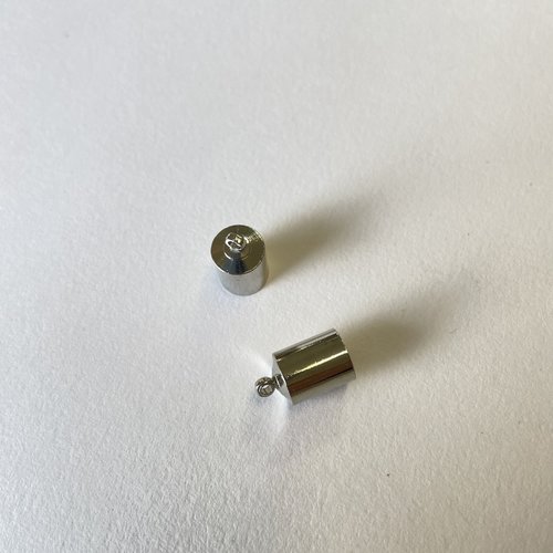 2 x embouts pour cordon 6 mm métal argenté