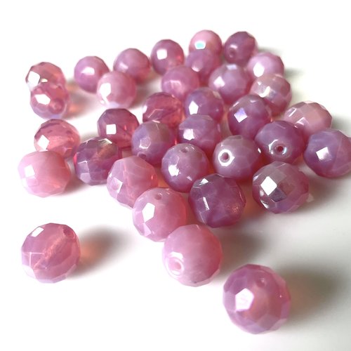 Perle à facettes rose poudré ab lustrée 15 mm