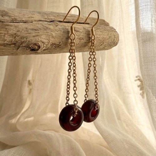 Boucles d’oreilles en acier inoxydable & perles en verre – suzanne | collection terre de sienne