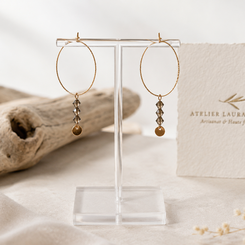Boucles d’oreilles gold filled 14k & perles swarovski® - aliénor | collection goldovski
