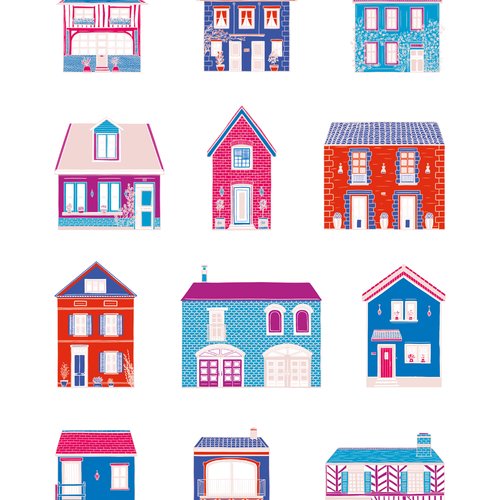 Carte home sweet home à offrir ou à encadrer au format a6 vertical  - couleurs vives