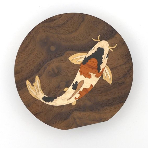 Coffret en marqueterie d'inspiration japonaise - carpe koï