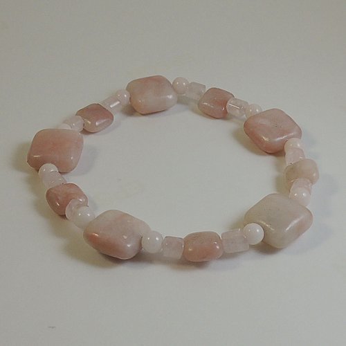 Bracelet perles en opale, quartz et jade rose