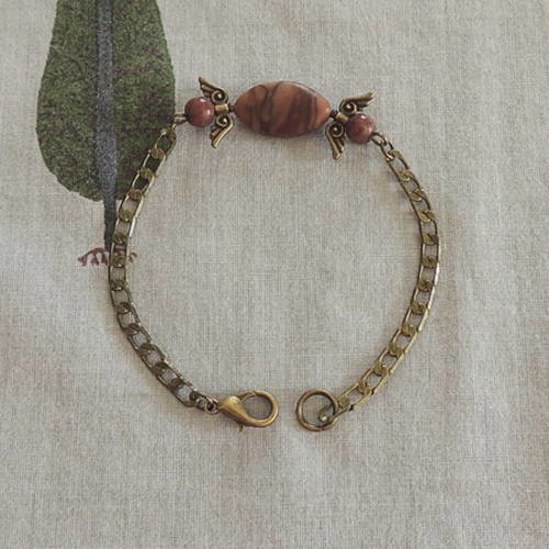 Bracelet perles de jaspe et jade et métal bronze