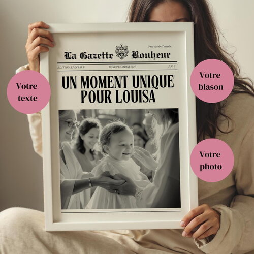 Poster gazette baptême, gazette mariage