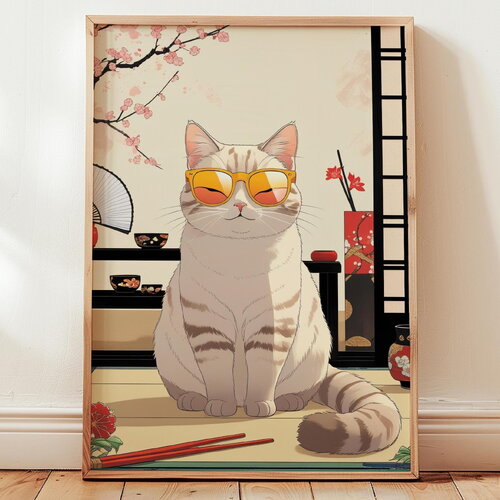 Poster chat avec lunette de soleil
