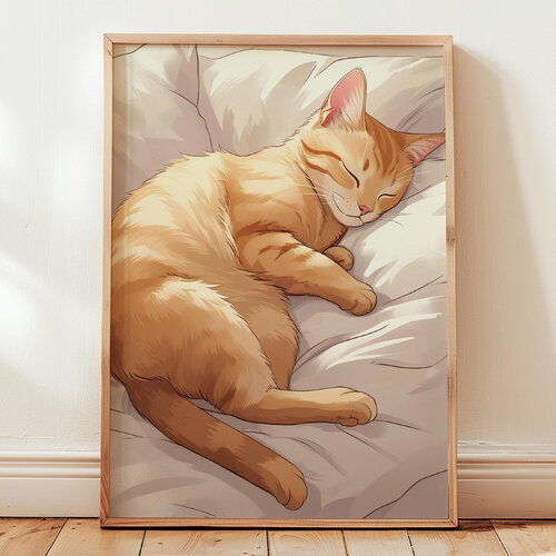 Poster affiche chat endormi, chat qui dort