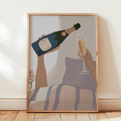Poster art mural champagne chambre à coucher.