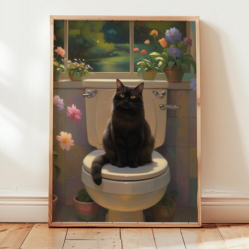 Poster chat et fleurs