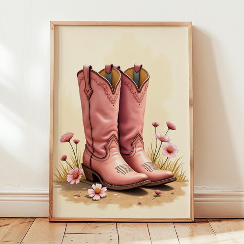 Poster bottes de cow-girl fleuries