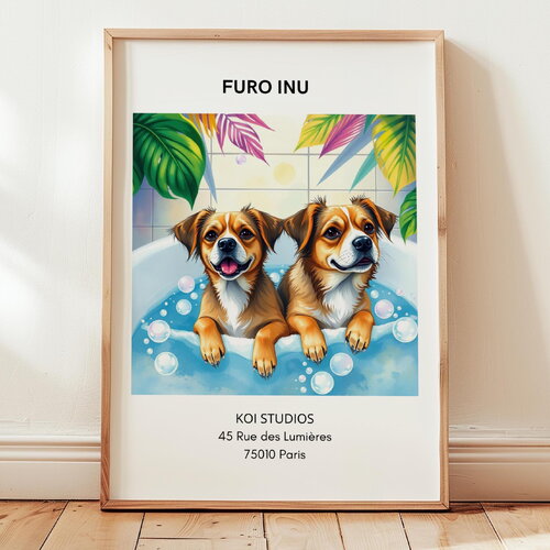 Deux chiens dans une baignoire