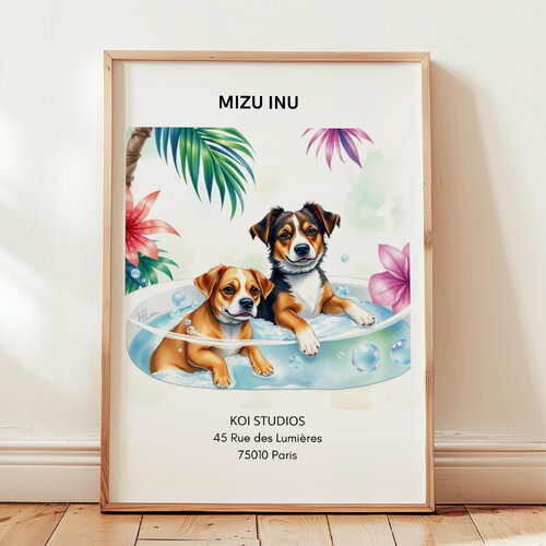 Deux chiens dans une baignoire