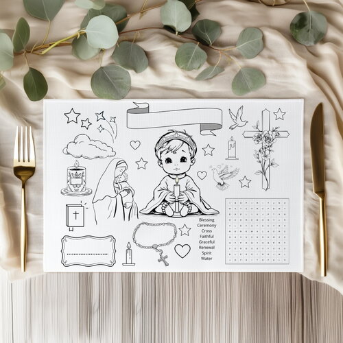 Set de table à colorier pour baptême