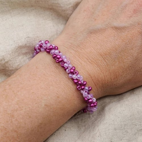 Bracelet tresse russe - fuchsia lilas métallique