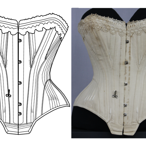 Ref 1 patronage digital pdf de corset ancien coupe début xxeme