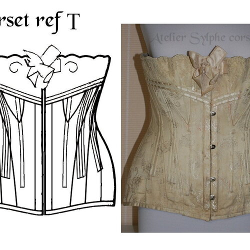 Ref t pdf fichier digital à charger en ligne patron corset relevé sur ancien &quot;au bon marché/paris&quot; tour taille 74cm