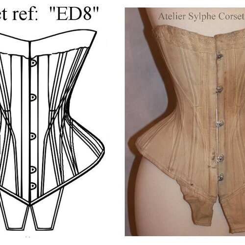 Ref ed8 pdf fichier digital à charger en ligne patron patronage de corset edwardien s curve deb xxem relevé sur véritable ancien taille 53cm