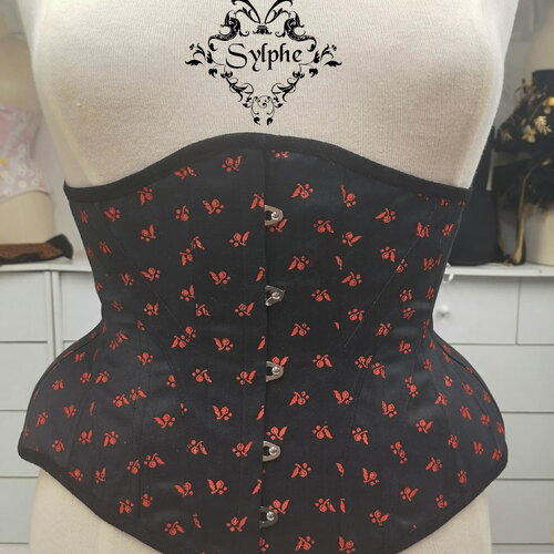 Corset underbust coton noir basique tour de taille fermé 76cm