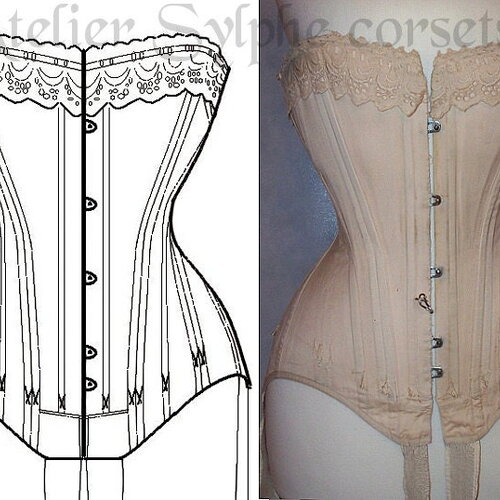 Ref z patron de corset pdf fichier digital à charger en ligne modèle louix xv 6x2 pièces taille 61cm