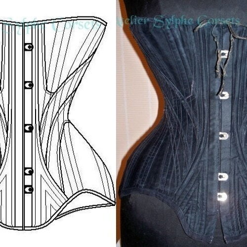Ref n pdf fichier digital à charger en ligne patron de corset ancien vers 1899  cb à la spirite taille 53cm