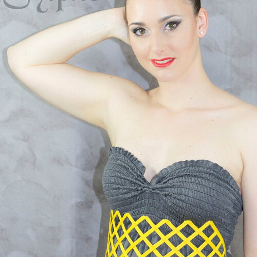 Ceinture cage grillage crinoline jaune et lien attache ruban taille unique