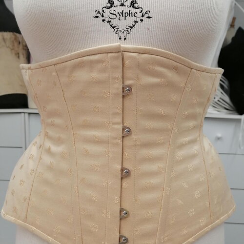 Corset underbust coutil fantaisie floral nude tour de taille fermé 66.5cm