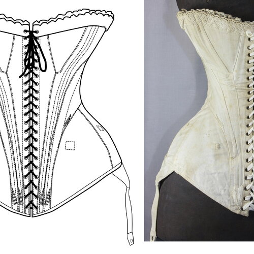 Ref aubin pdf fichier digital à charger en ligne patronage de corset ancien victorien mi- xixem siècle taille 52cm