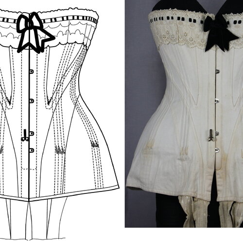 Ref dyani pdf fichier digital à charger en ligne patronage de corset edwardien panneaux en s, tour de taille 60cm