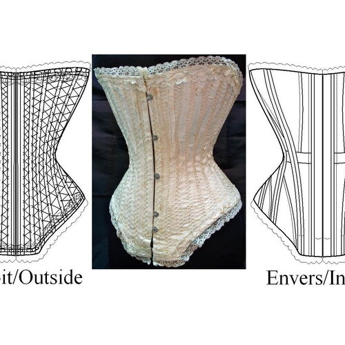 Ref k pdf fichier digital à charger en ligne patronage edwardien corset ancien début xxeme base découpes en s taille 53cm