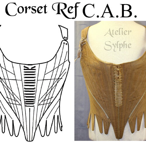 Ref c.a.b. pdf fichier digital à charger en ligne patronage de corset ancien corps baleiné xviiiem siècle