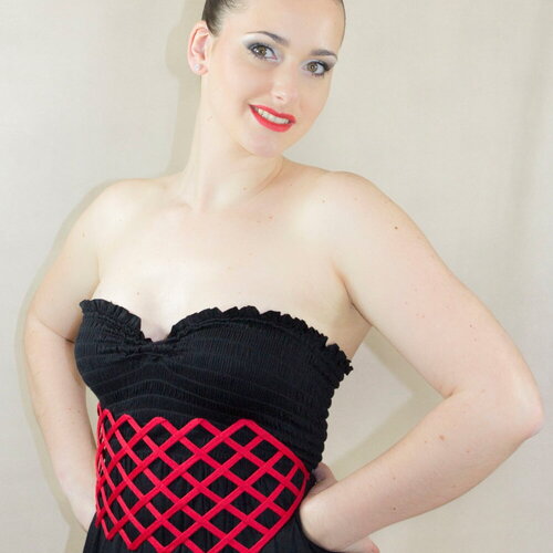 Ceinture cage grillage crinoline rouge et lien attache ruban taille unique