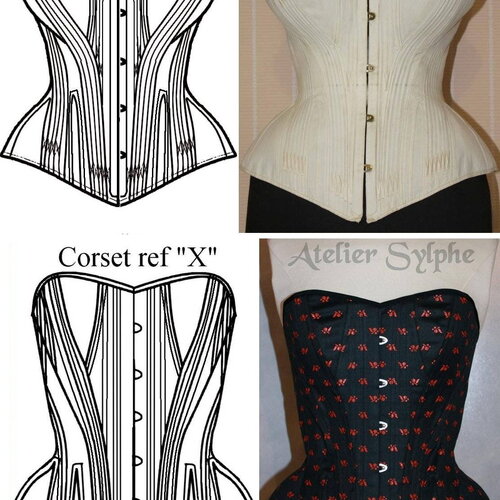 Ref x0 pdf fichier digital à charger en ligne patron de corset victorien fin xixem, ancien + patron ref x  pour reproduction actuelle
