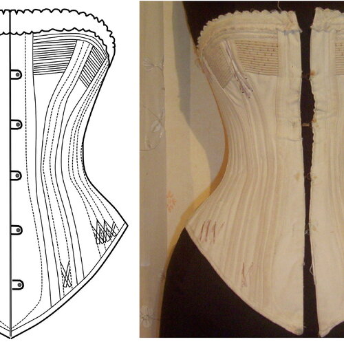 Ref p pdf fichier digital à charger en ligne patronage de corset ancien poitrine cordée taille 61cm