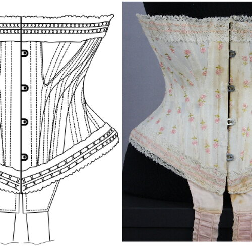 Ref j  pdf fichier digital à charger en ligne patronage de corset ancien de mariage marque jb311 taille 47cm