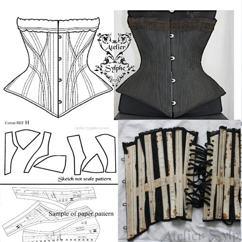 Ref h pdf fichier digital à charger en ligne patronage d'un corset ancien de petite taille 45cm