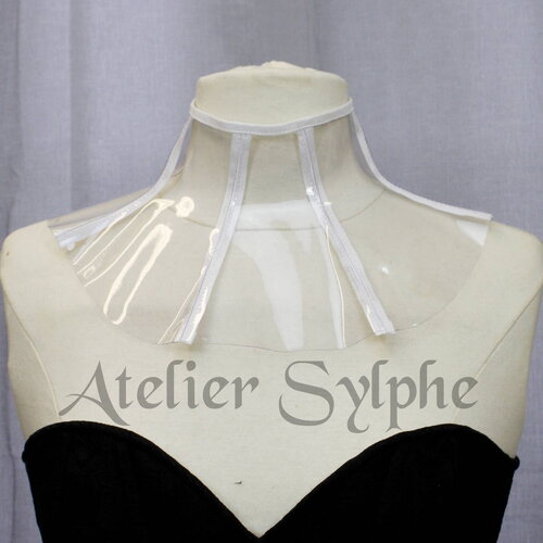 Tour de cou en pvc plastique transparent laçage + zip dos