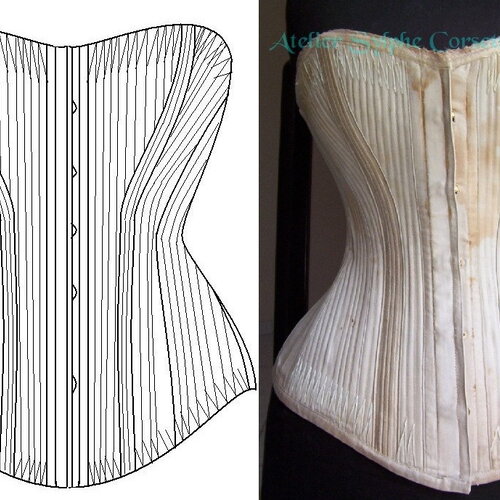 Ref r pdf fichier digital à charger en ligne patronage corset jackson and co coupe longue ancien baleiné taille 61.5cm