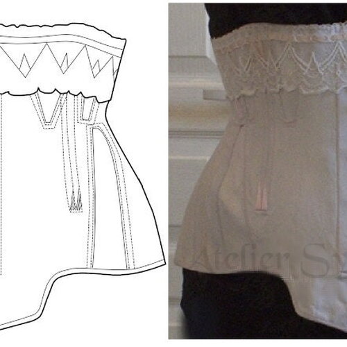 Ref b pdf fichier digital à charger en ligne patronage relevé d'un corset court ancien taille 82cm