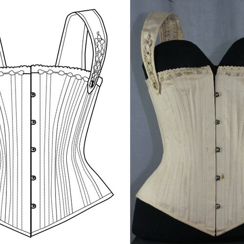 Ref tanes pdf fichier digital à charger en ligne patronage de corset ancien de jeune fille tour de taille 48