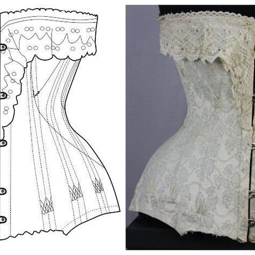 Ref bluit pdf fichier digital à charger en ligne patronage de corset ancien edwardien début xxem siècle taille 55,5cm