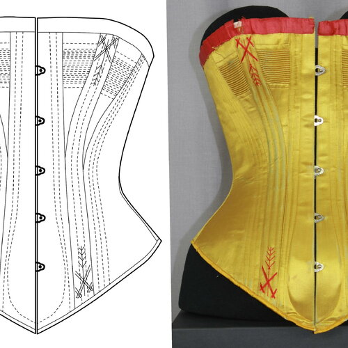 Ref joati pdf fichier digital à charger en ligne  patronage de corset victorien poitrine cordée, tour de taille 67cm