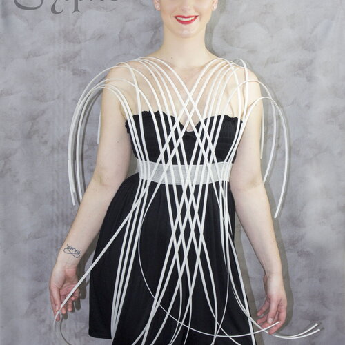 Ceinture cage grillage crinoline rose et lien attache ruban taille unique