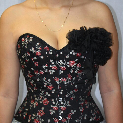 Corset overbust coton coutil pois noir taille 64 cm marque atelier sylphe