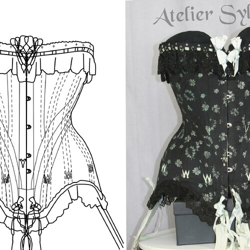 Ref kathy pdf fichier digital à charger en ligne patronage de corset ancien découpes en s taille 56 cm