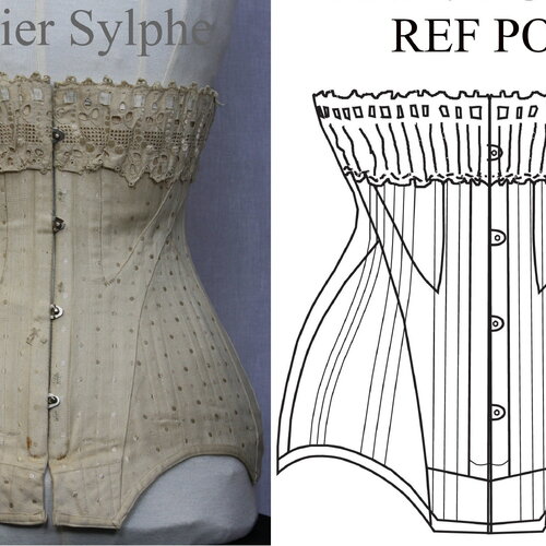 Ref po pdf fichier digital à charger en ligne patronage de corset ancien edwardien début xxem siècle taille 62cm