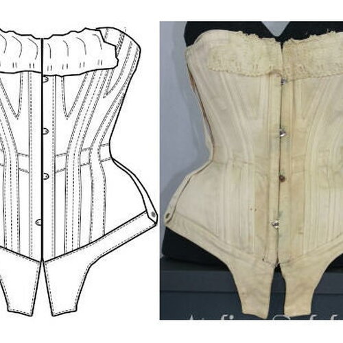 Ref a pdf fichier digital à charger en ligne patron relevé d'un corset ancien coupe cintrée taille 56cm