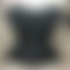 Tour de taille de 60 cm édouardien tulipe noire en coton et buste cintré avec baleines et dentelle